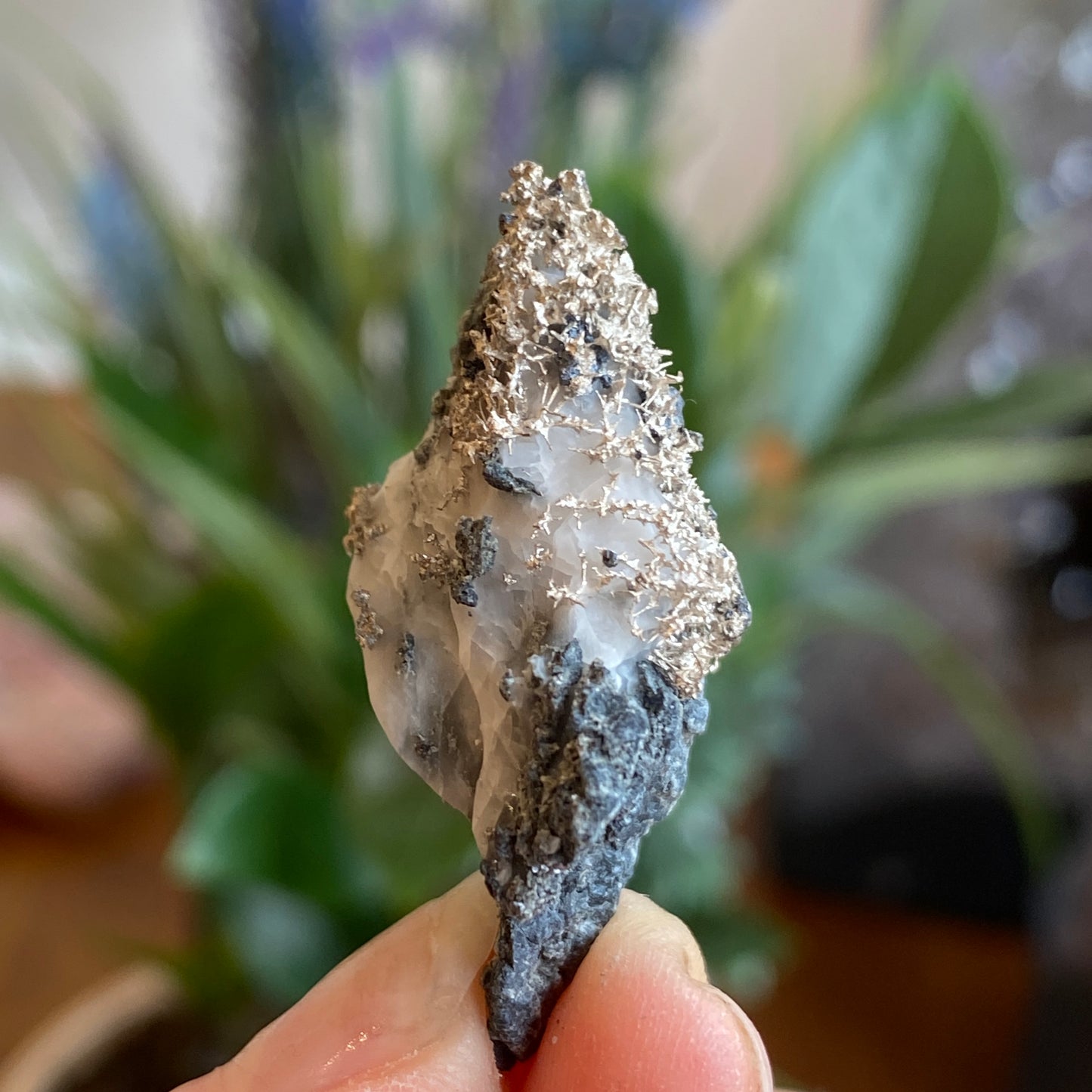 Native Silver on Calcite, Zgounder Morocco