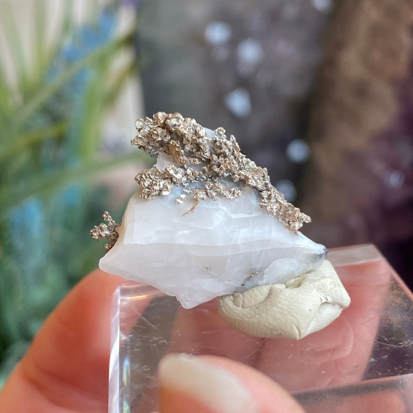 Native Silver on Calcite, Zgounder Morocco
