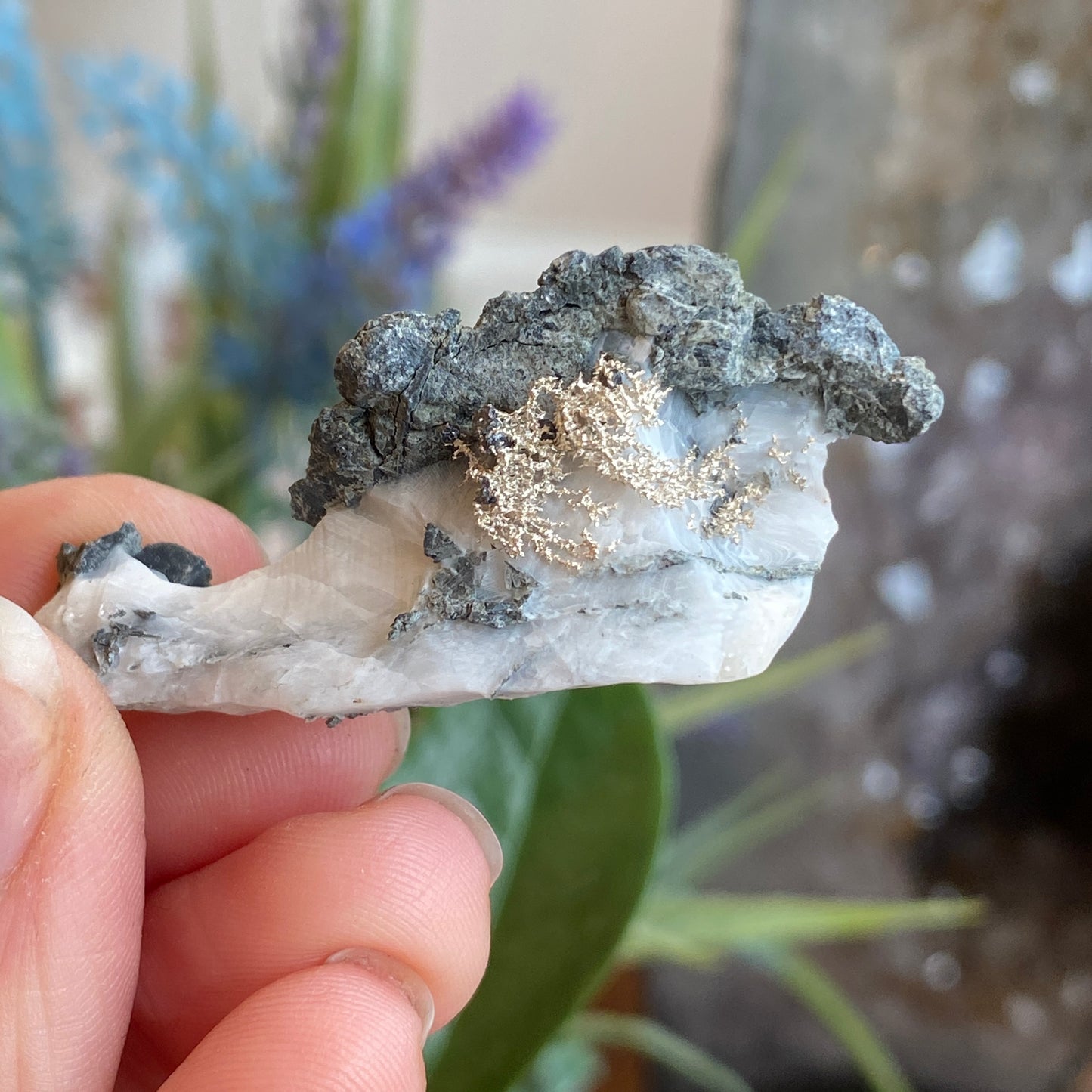 Native Silver on Calcite, Zgounder Morocco