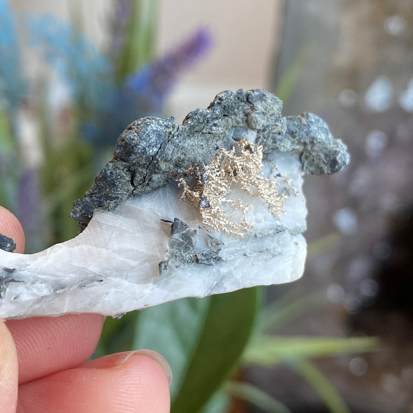 Native Silver on Calcite, Zgounder Morocco