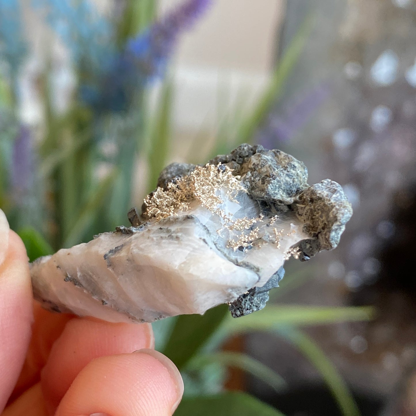 Native Silver on Calcite, Zgounder Morocco