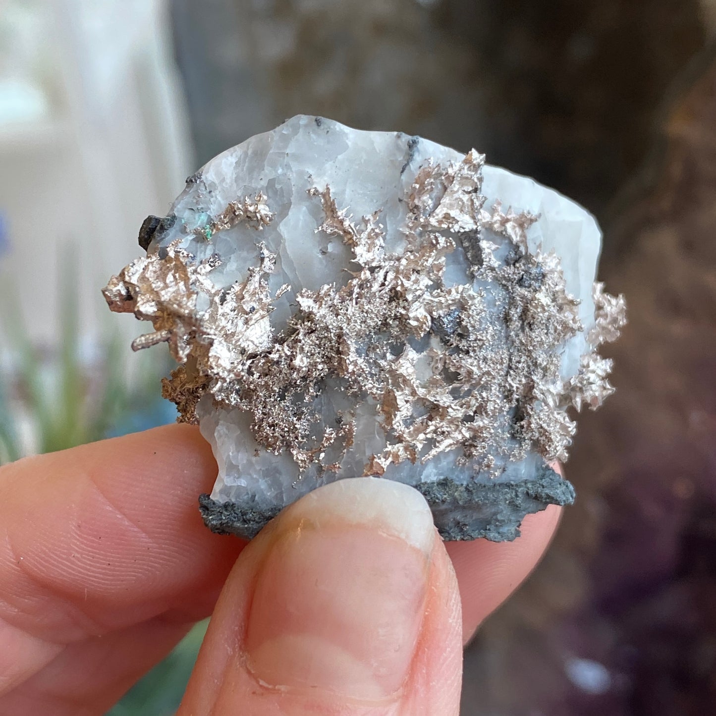 Native Silver on Calcite, Zgounder Morocco