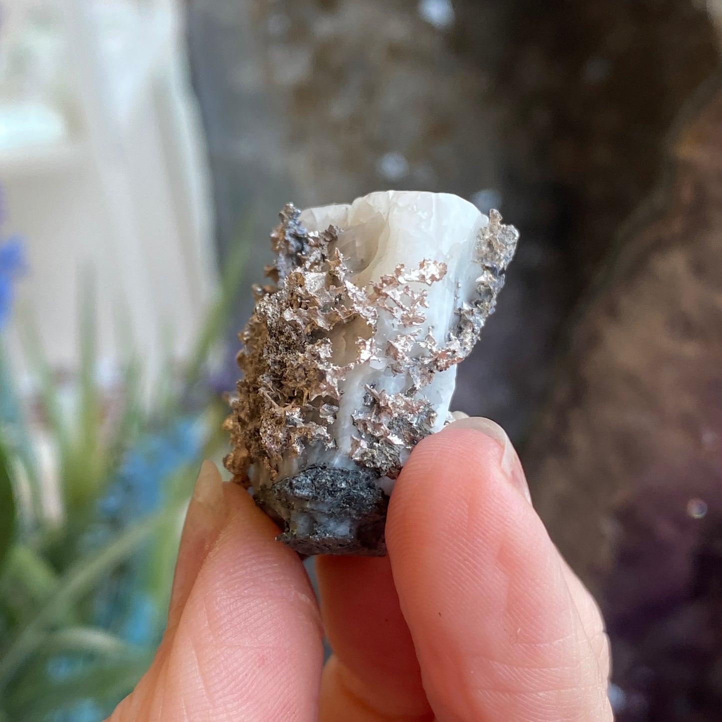 Native Silver on Calcite, Zgounder Morocco
