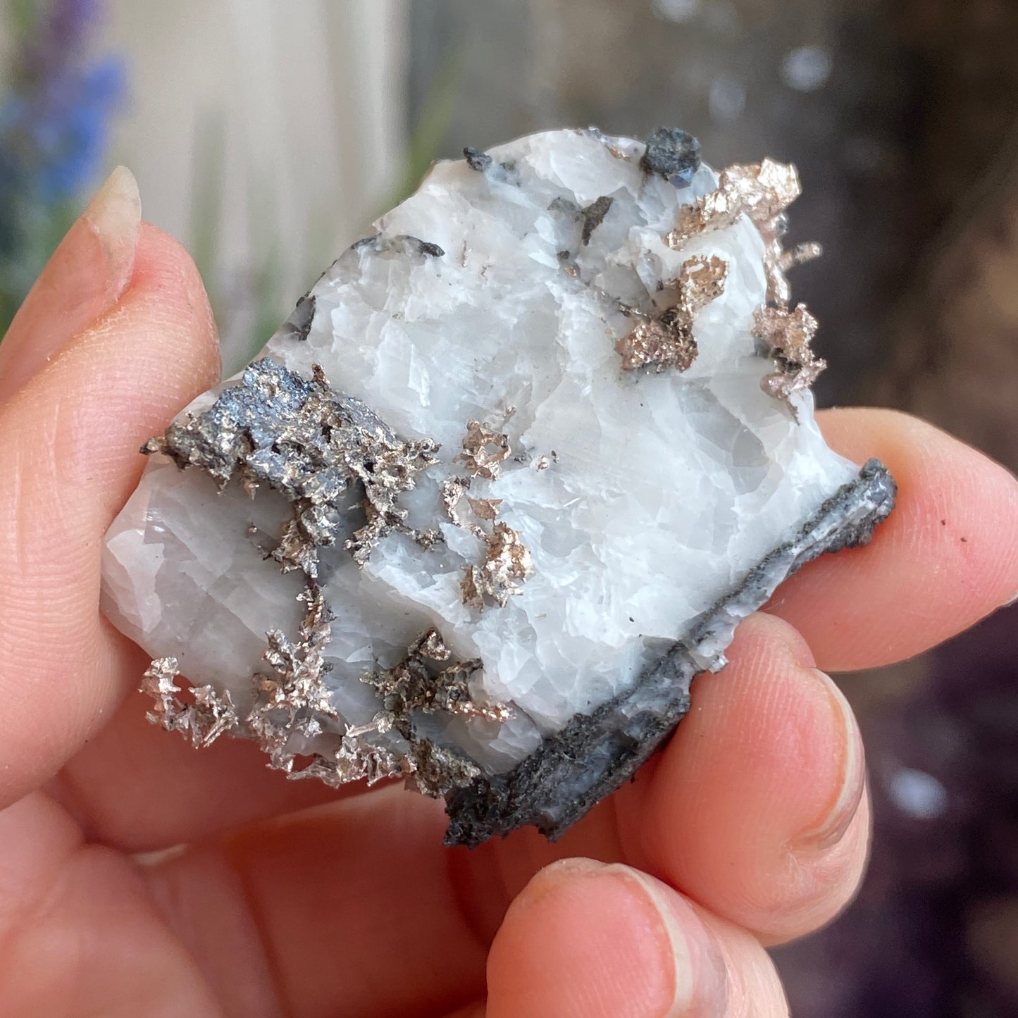 Native Silver on Calcite, Zgounder Morocco