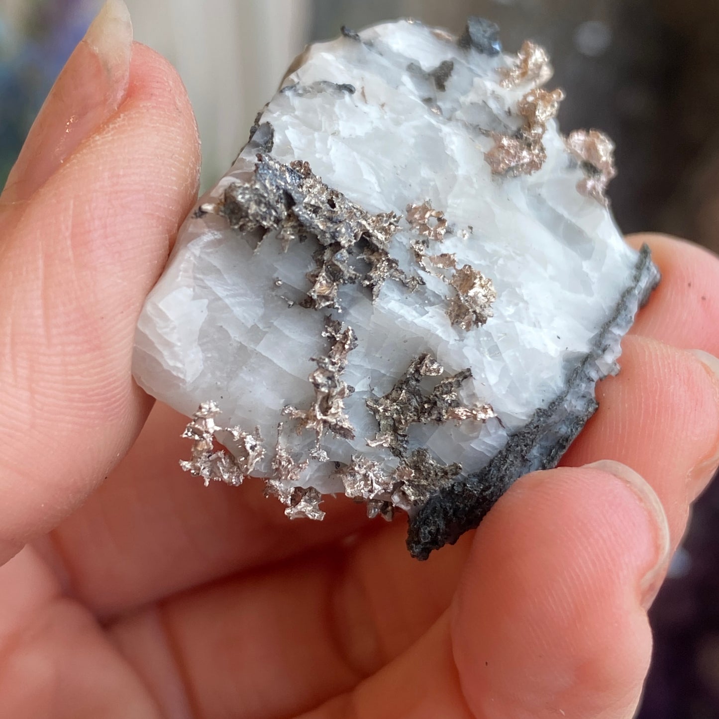 Native Silver on Calcite, Zgounder Morocco