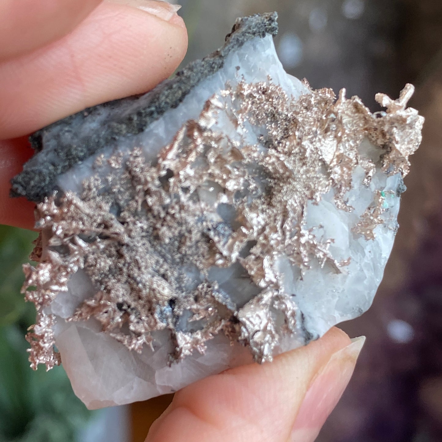 Native Silver on Calcite, Zgounder Morocco