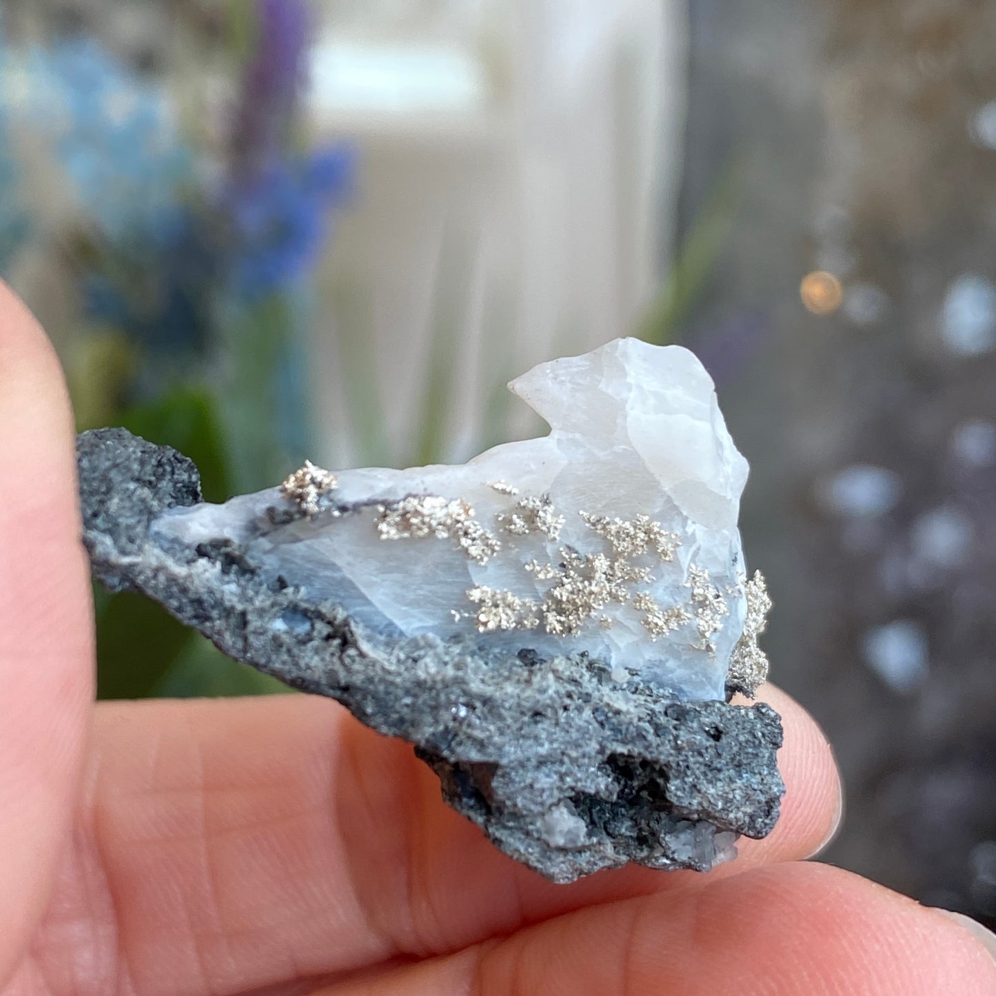 Native Silver on Calcite, Zgounder Morocco