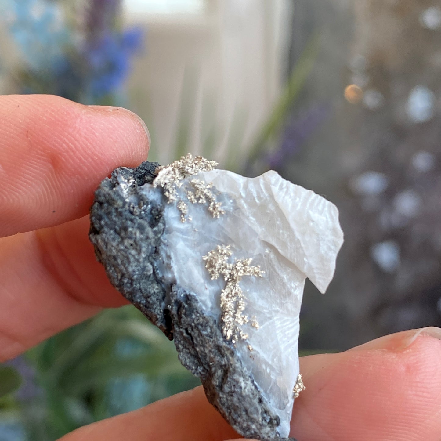 Native Silver on Calcite, Zgounder Morocco