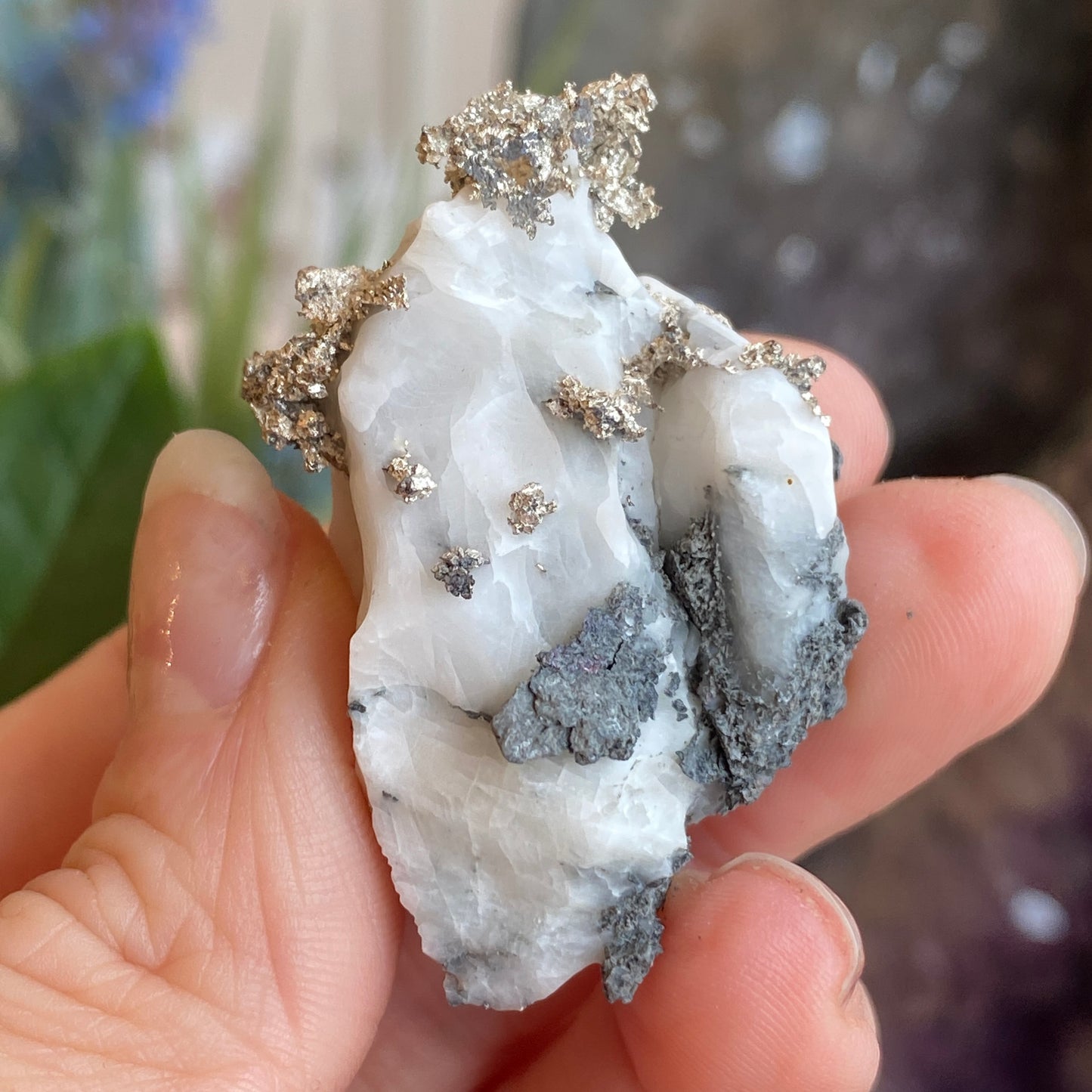 Native Silver on Calcite, Zgounder Morocco
