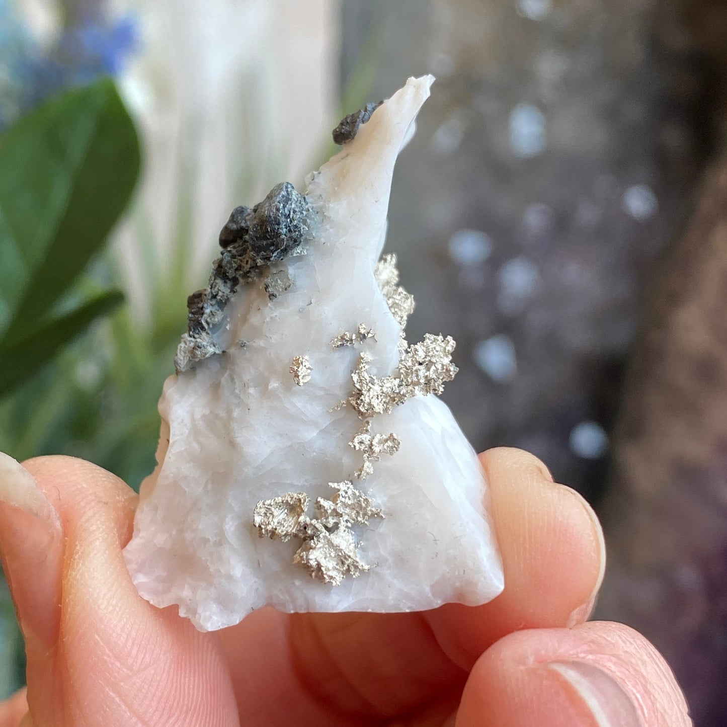 Native Silver on Calcite, Zgounder Morocco