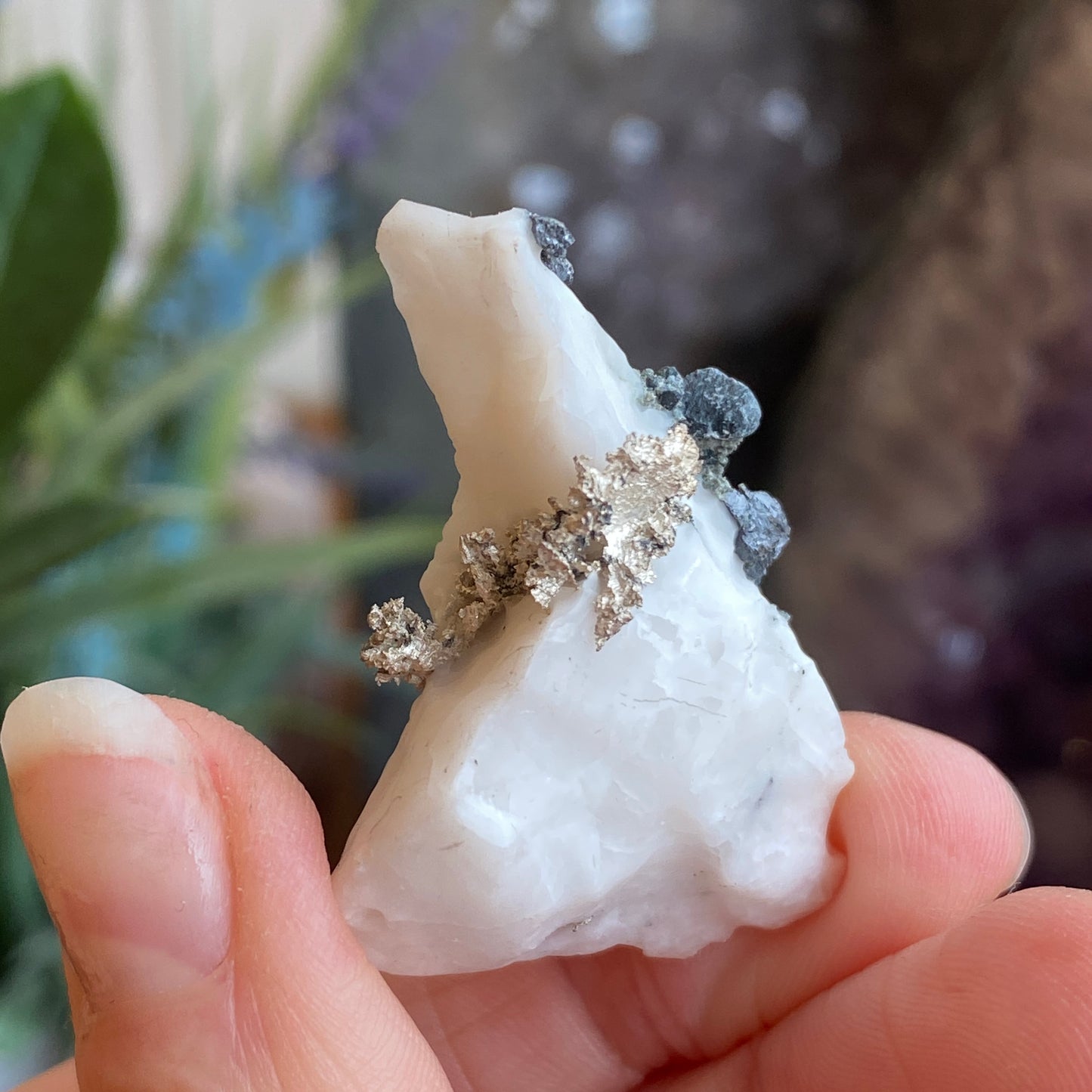 Native Silver on Calcite, Zgounder Morocco