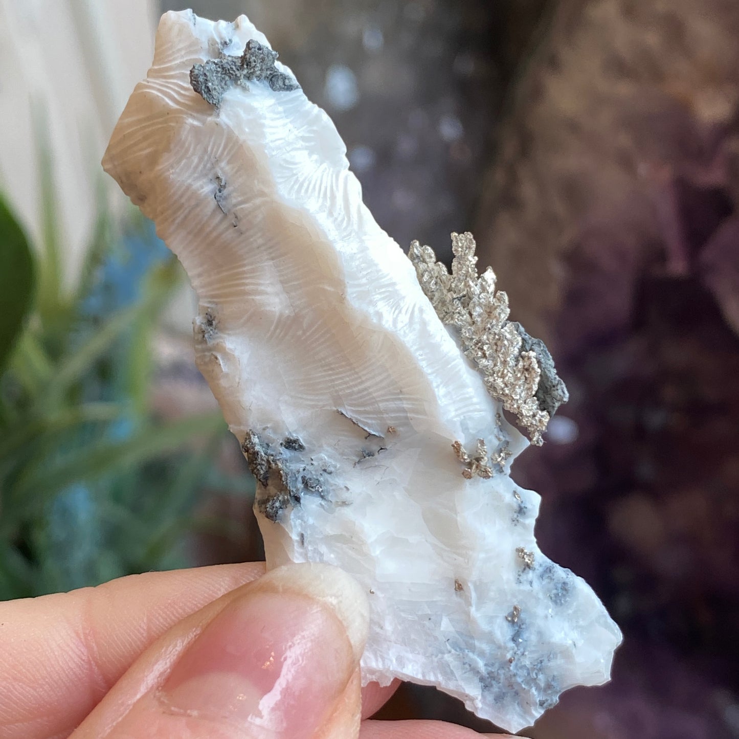 Native Silver on Calcite, Zgounder Morocco