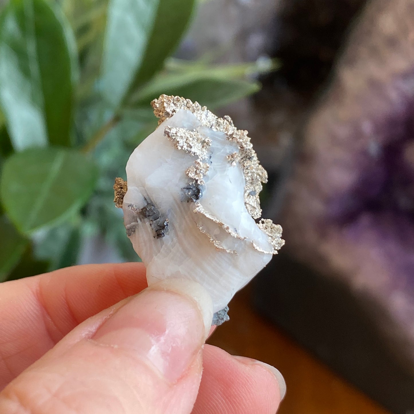 Native Silver on Calcite, Zgounder Morocco