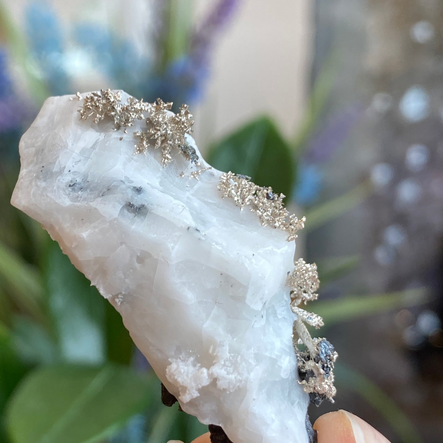 Native Silver on Calcite, Zgounder Morocco
