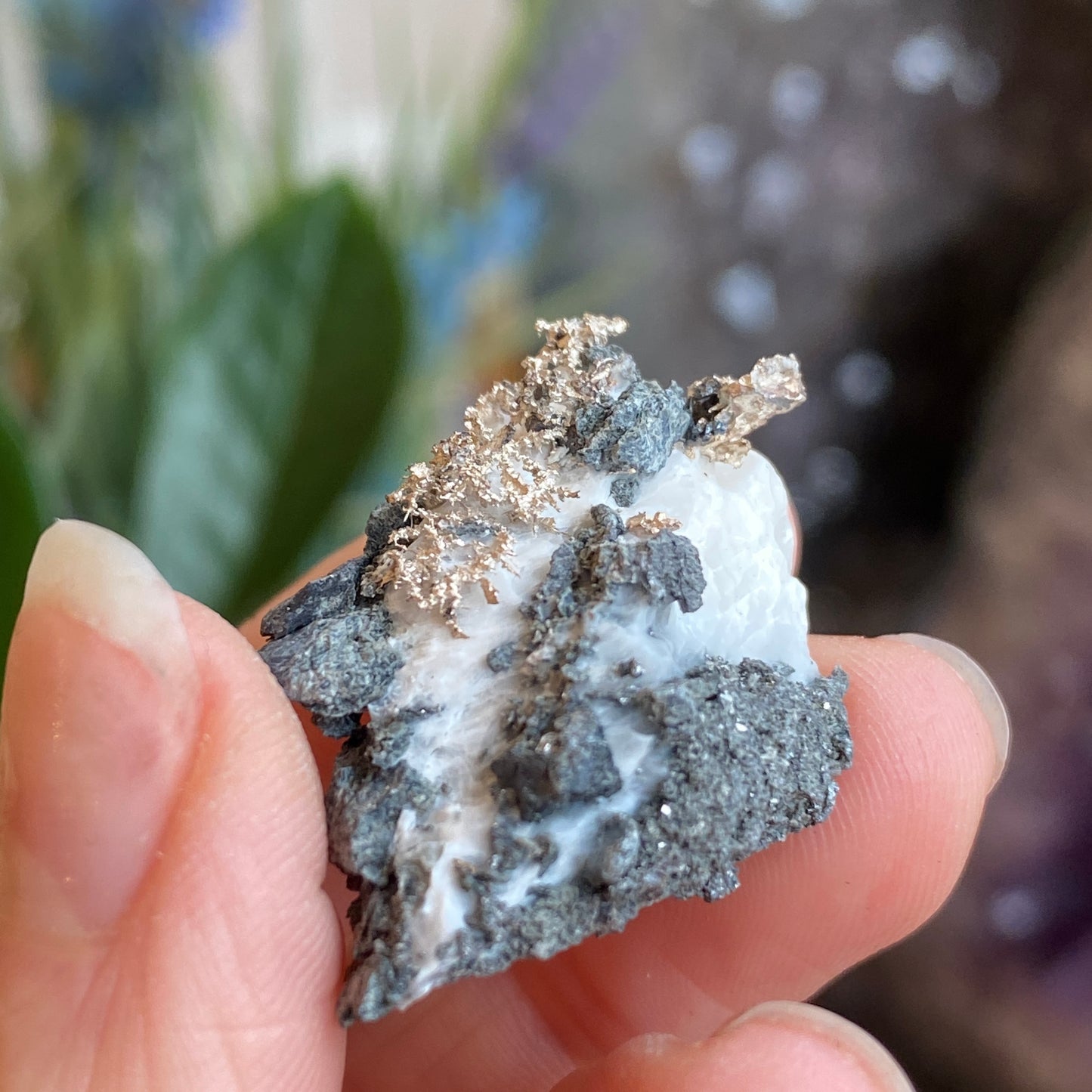 Native Silver on Calcite, Zgounder Morocco
