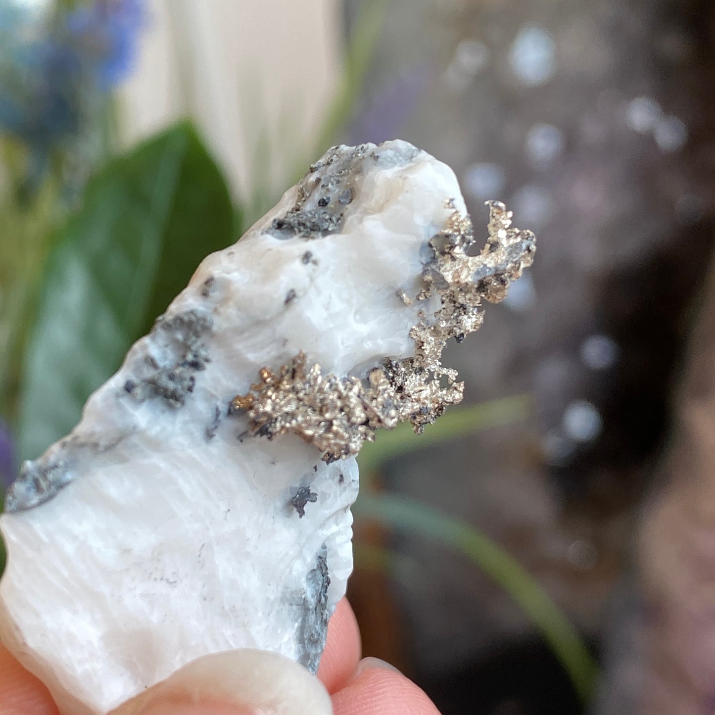 Native Silver on Calcite, Zgounder Morocco