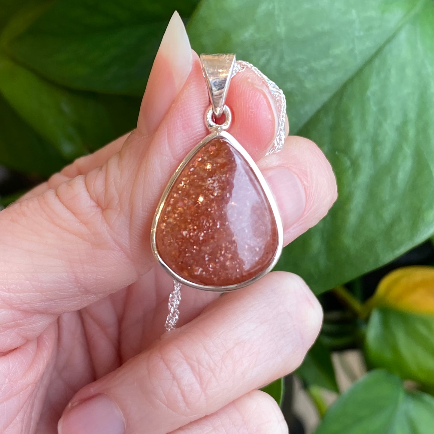 Sunstone Pendant, Sterling Silver