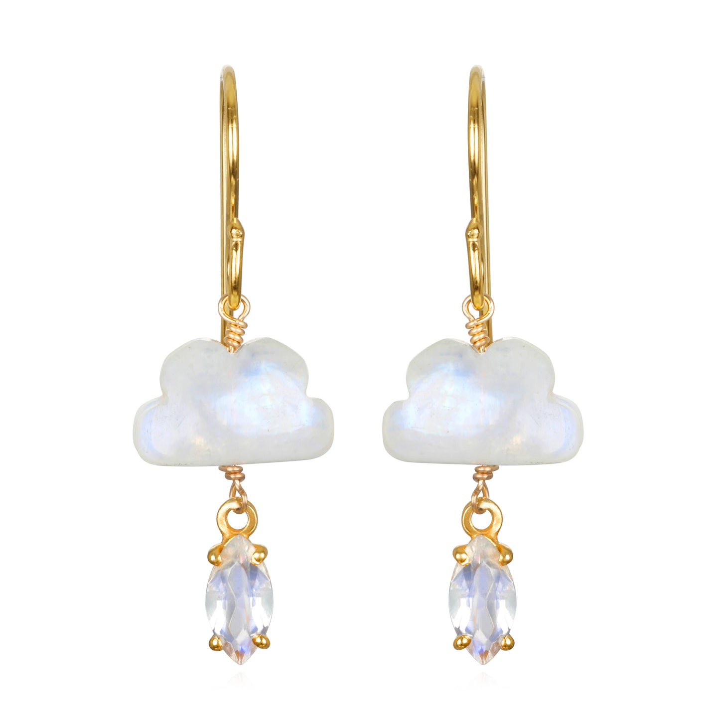Cloud Dangles Earrings, Rainbow Moonstone, Amelia Rose Jewelry