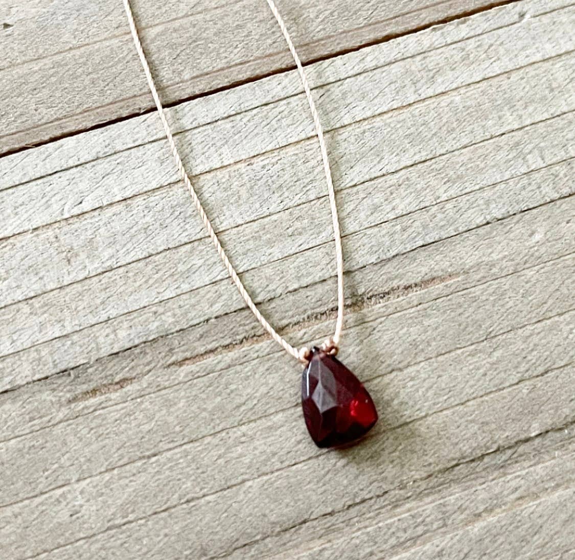Garnet Trillion Cord Necklace: 16"