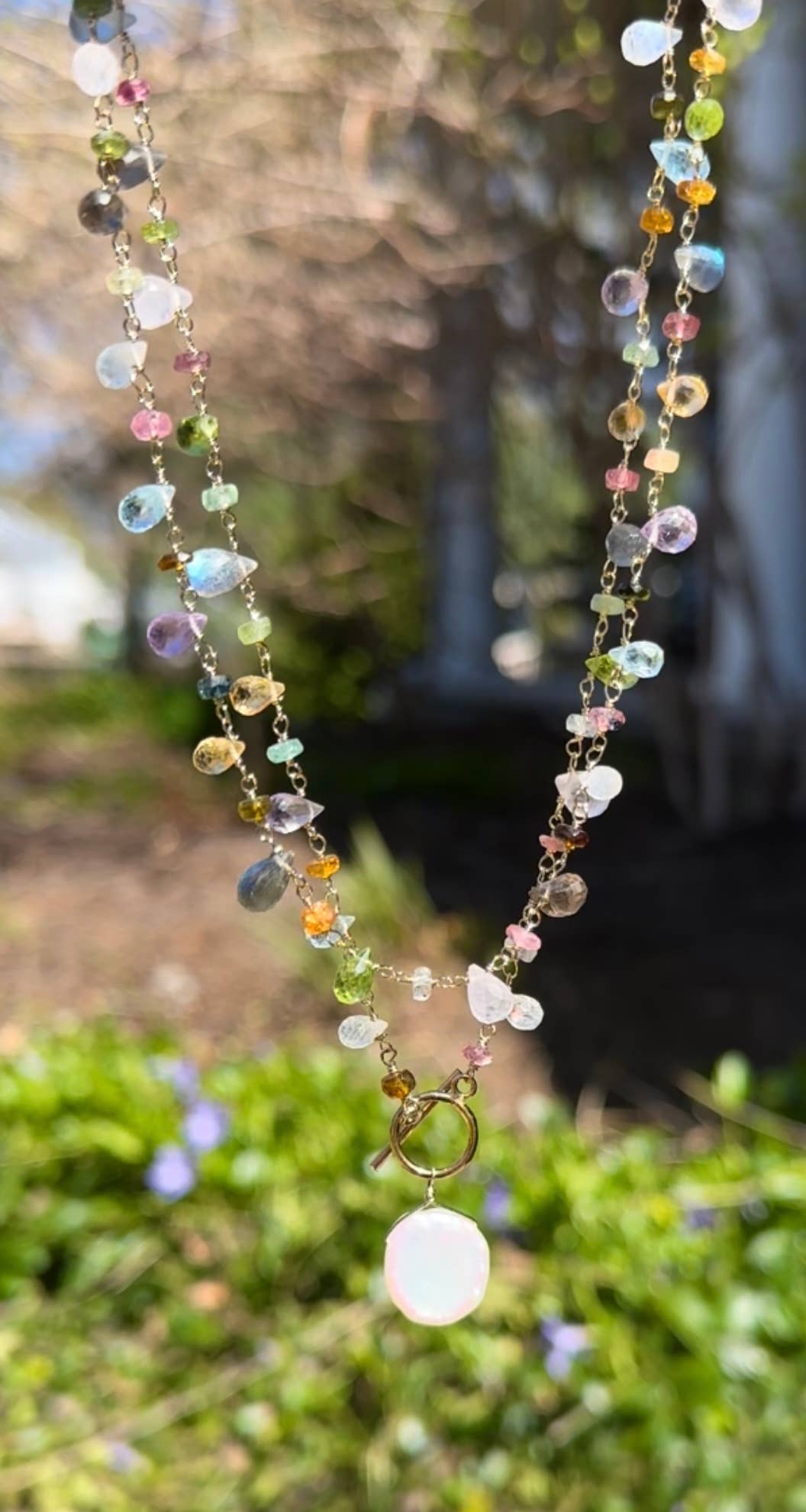 Wildflower Toggle Necklace-Keshi Pearl, Gold Vermeil, Amelia Rose Jewelry
