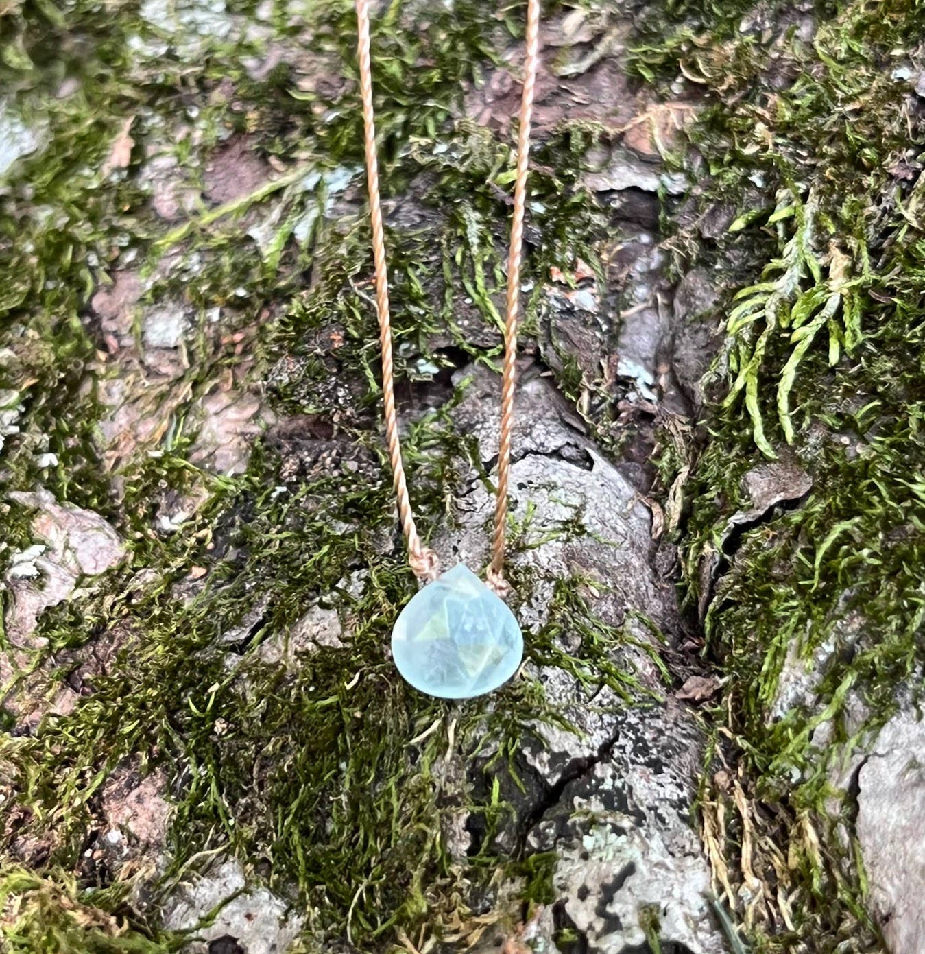 Aquamarine Faceted Teardrop Necklace: 18 inches
