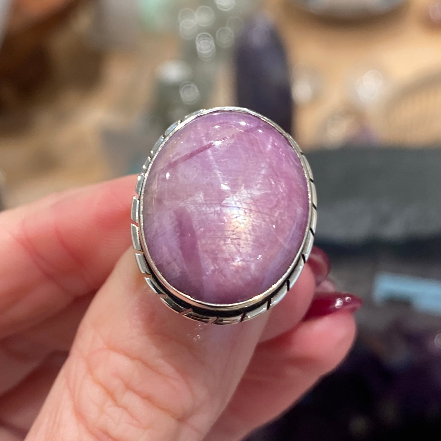 Stunning Pink Star Sapphire Ring, Size 7, Sterling Silver