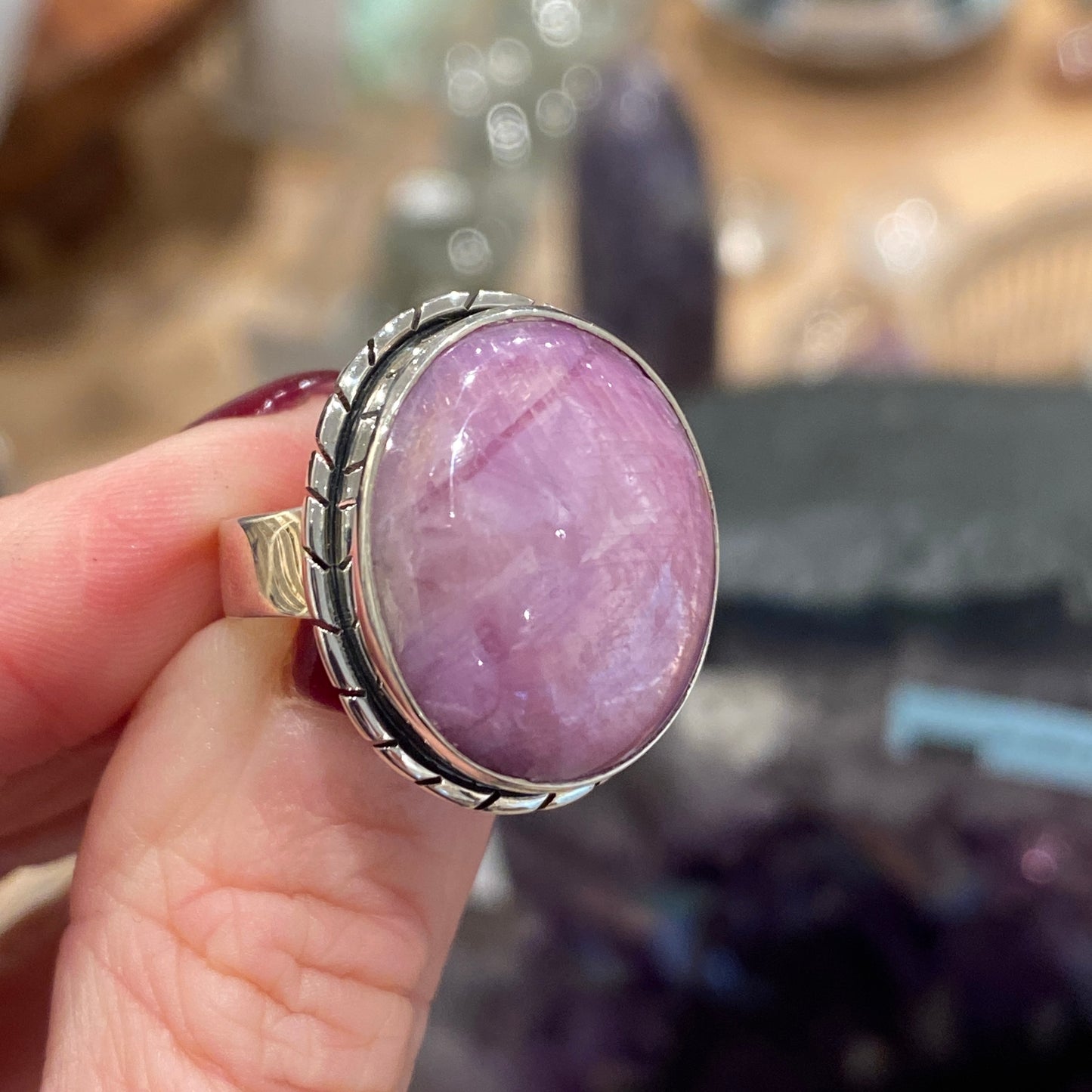 Stunning Pink Star Sapphire Ring, Size 7, Sterling Silver