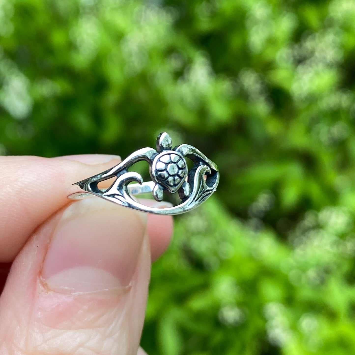 Swimming Turtle Ring, Solid .925 Silver