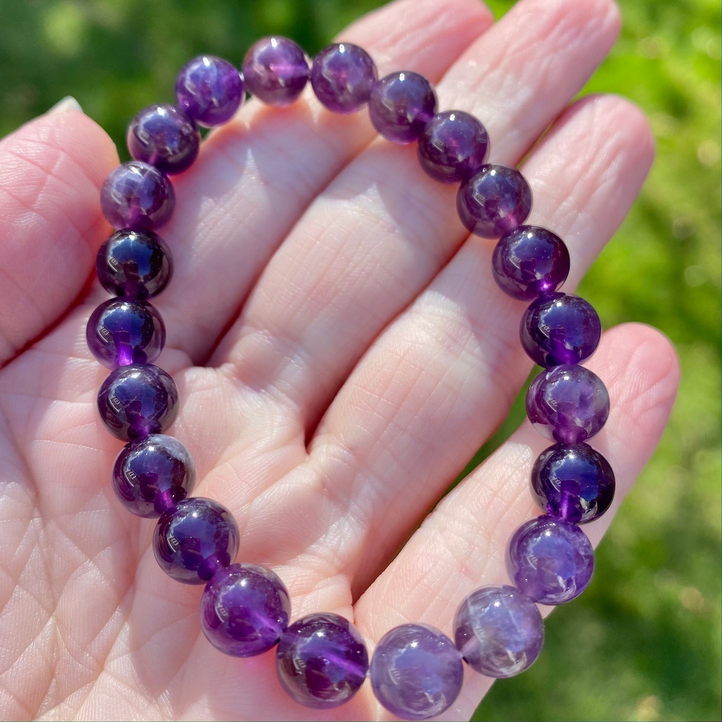 Dark Purple Amethyst Bracelet, 8mm Bead