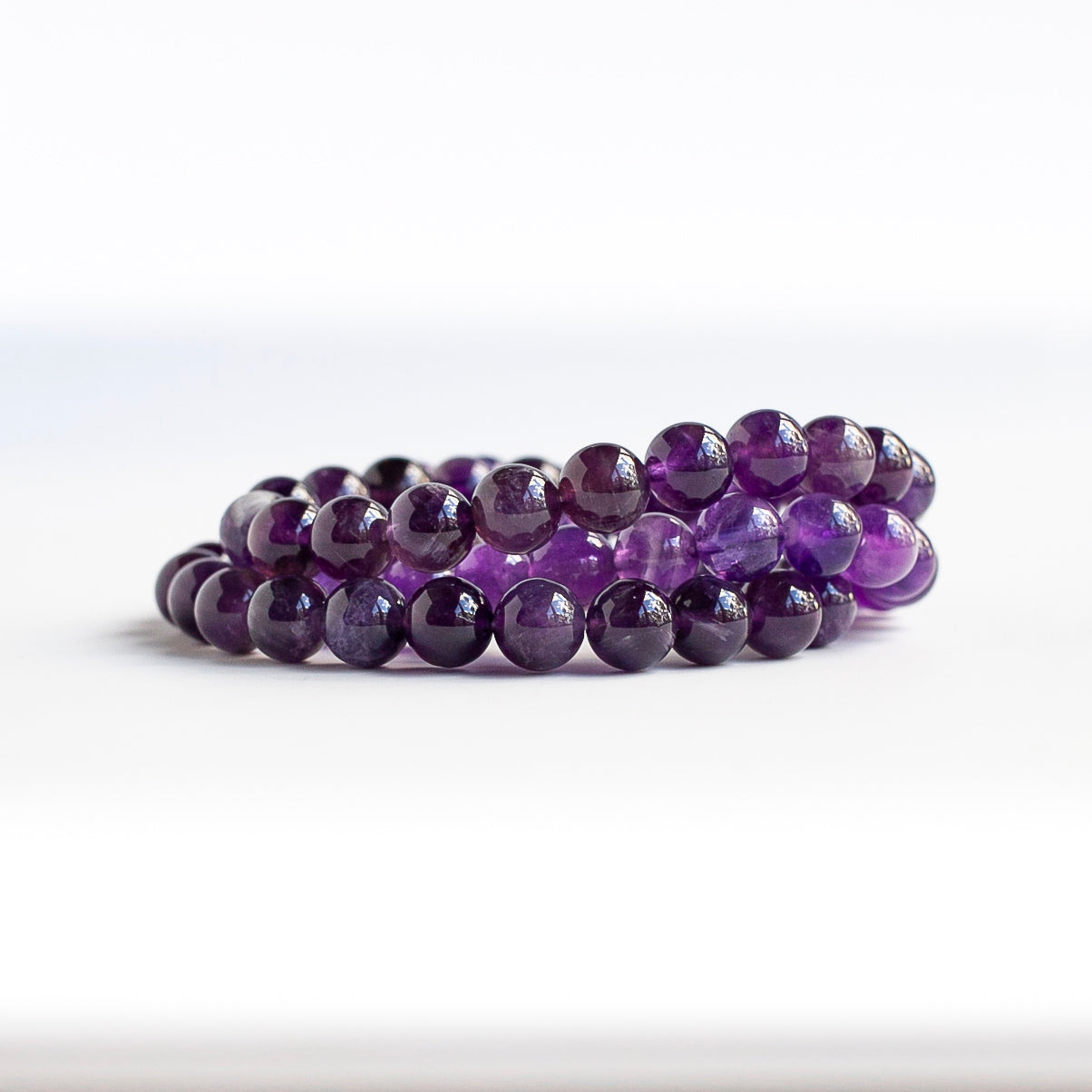 Dark Purple Amethyst Bracelet, 8mm Bead