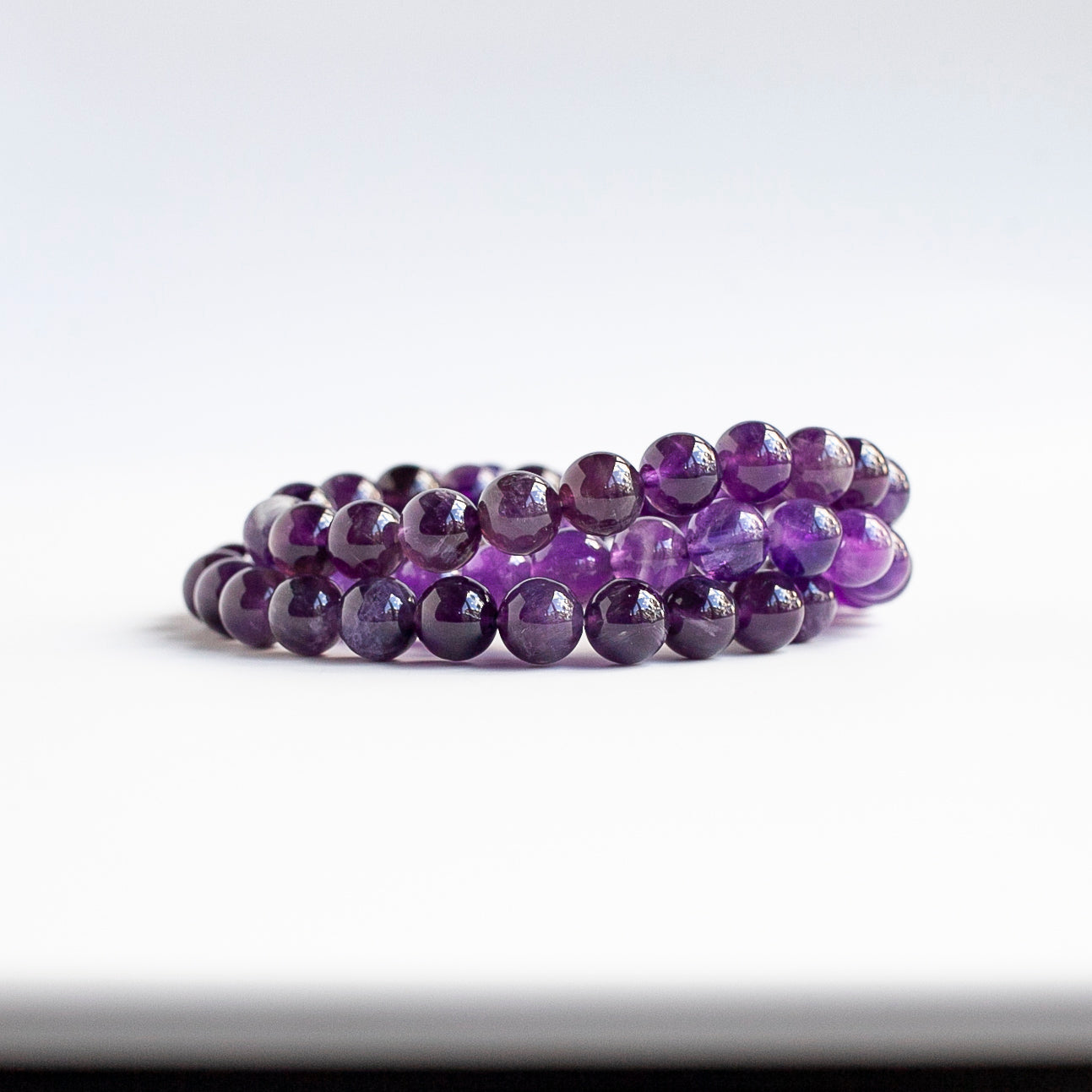 Dark Purple Amethyst Bracelet, 8mm Bead