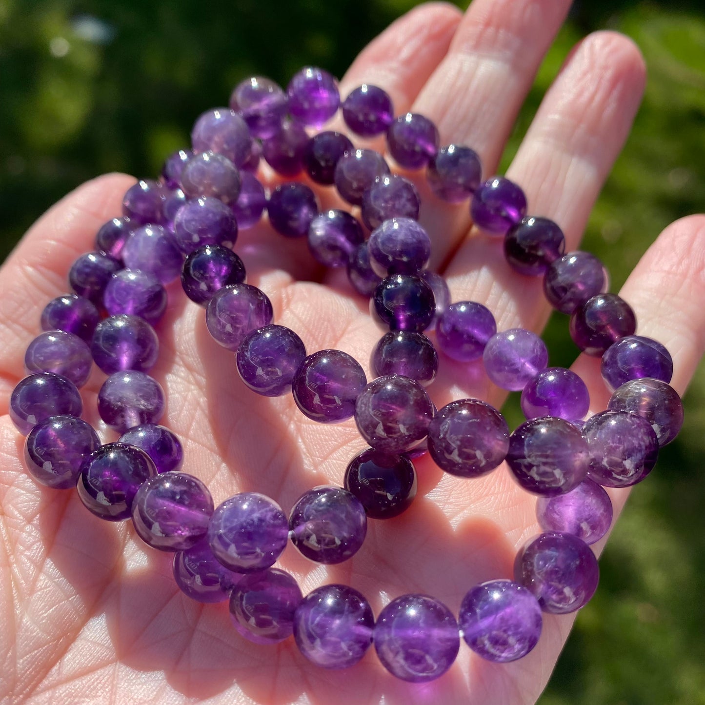 Dark Purple Amethyst Bracelet, 8mm Bead