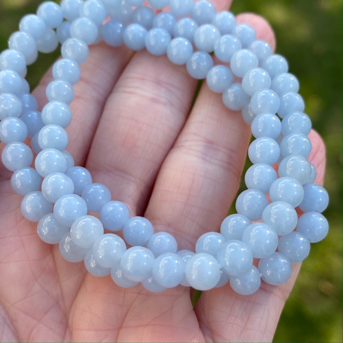 Angelite Bracelet, 6mm Bead