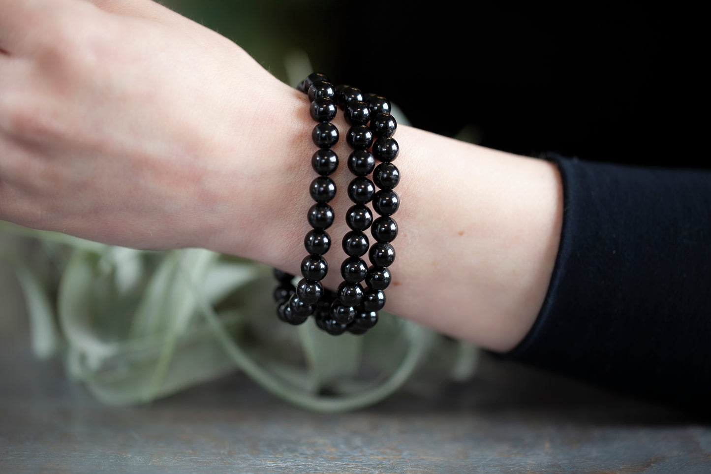 Black Tourmaline Bracelet, 8mm Beads