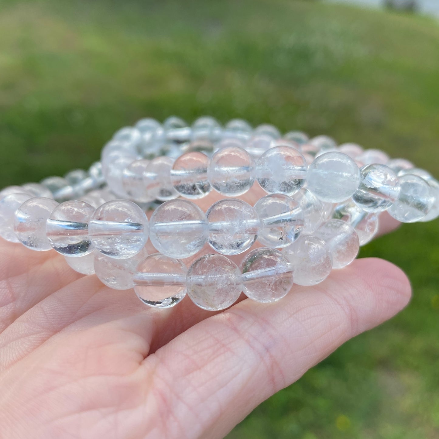 Clear Quartz Bead Bracelet, 8mm
