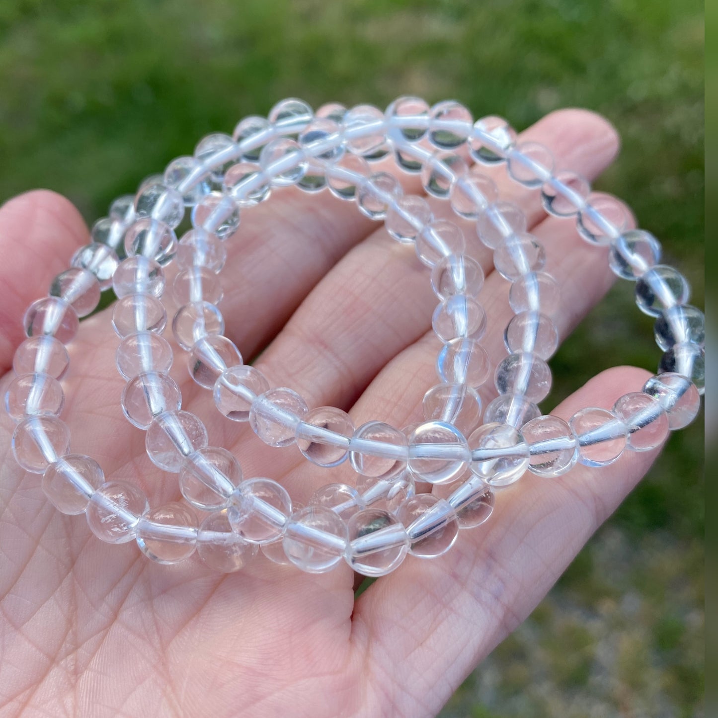 Clear Quartz Bead Bracelet, 6mm