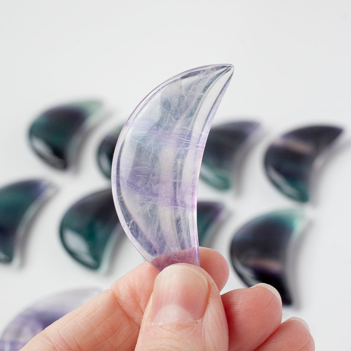 Fluorite Moon, Rainbow or Lavender Color