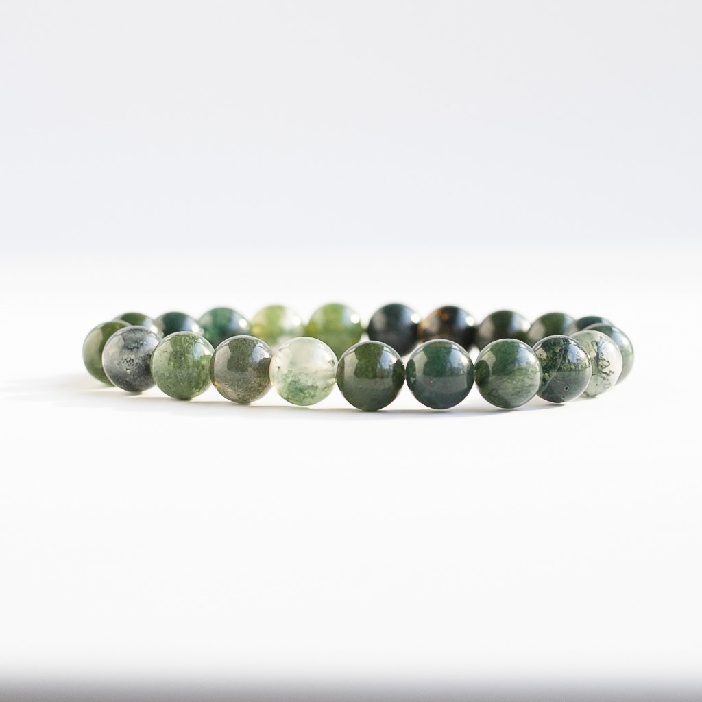 Moss Agate Bracelet, 8mm