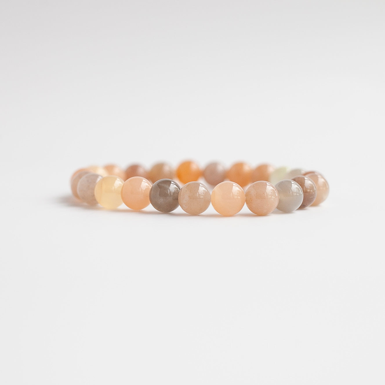 Peach Moonstone Bead Bracelet, 8mm
