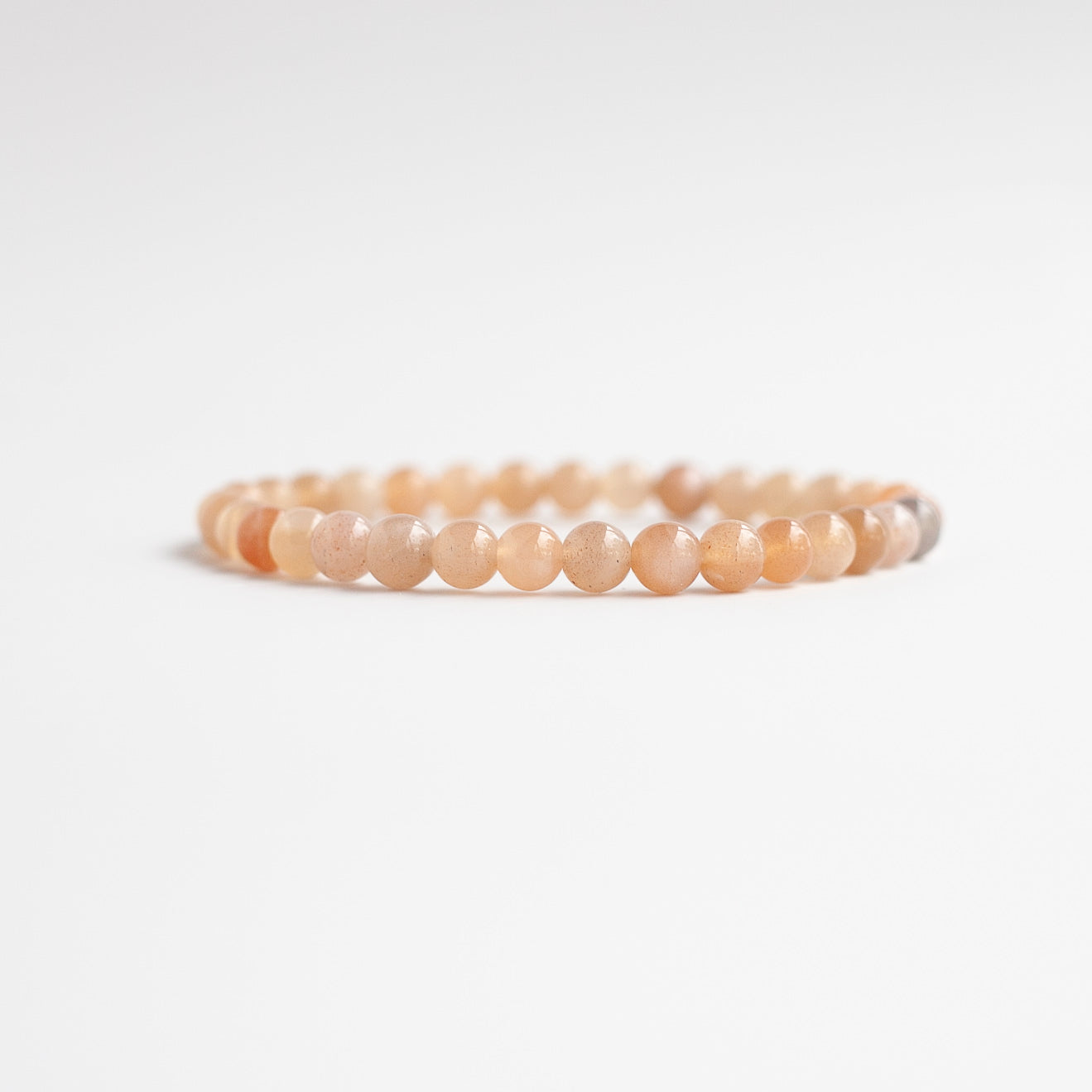Peach Moonstone Bead Bracelet, 6mm