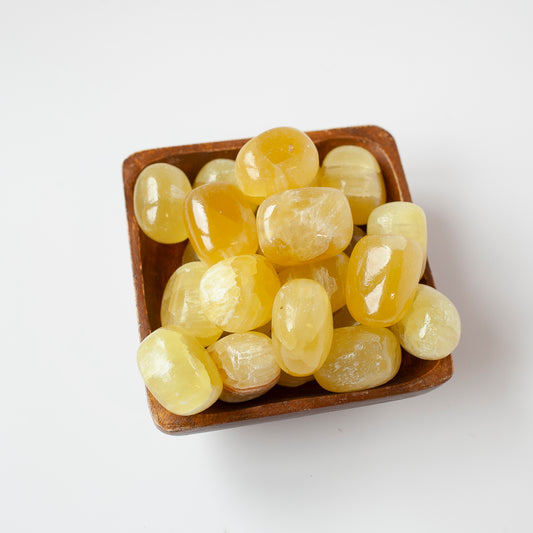 Pineapple Calcite Tumbled Stone, Yellow Calcite