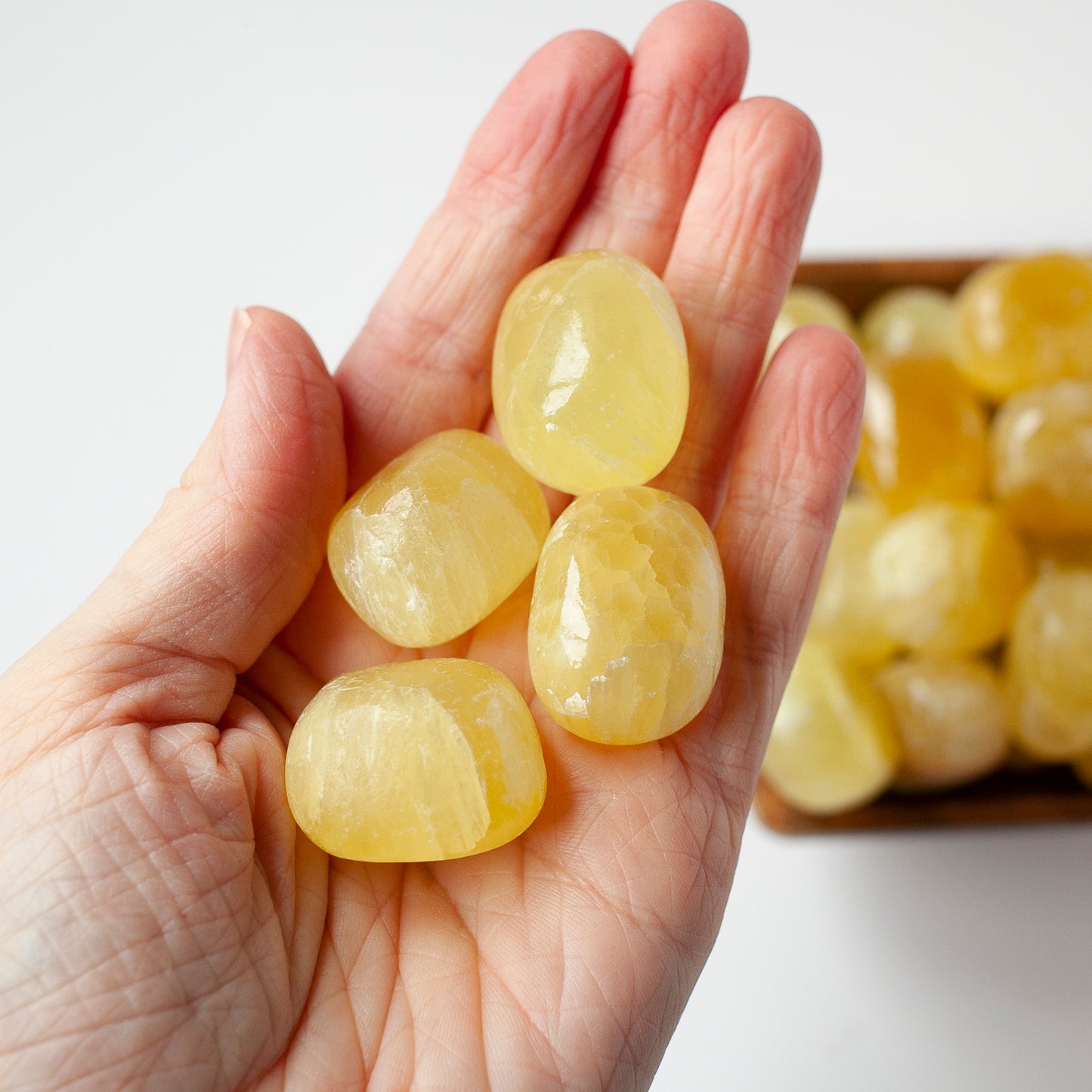 Pineapple Calcite Tumbled Stone, Yellow Calcite