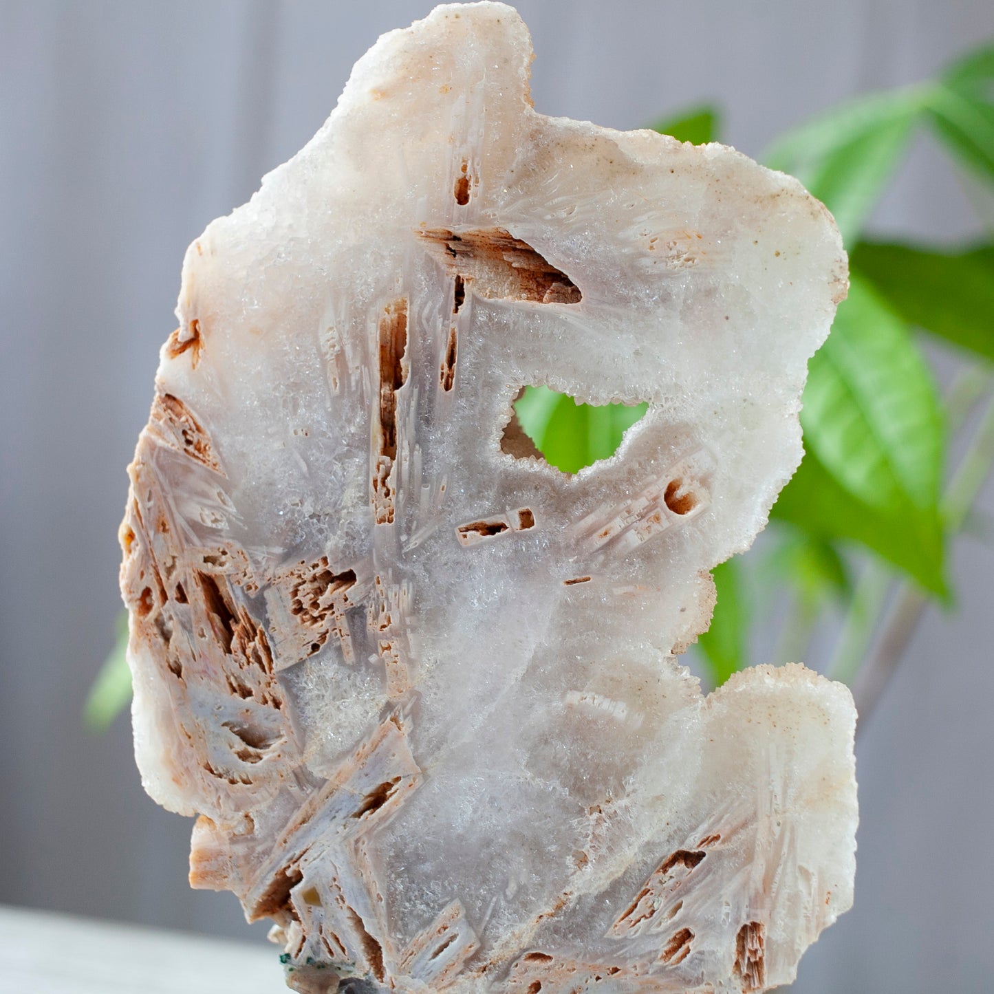 Pink Anhydrite on Stand, Quartz After Anhydrite