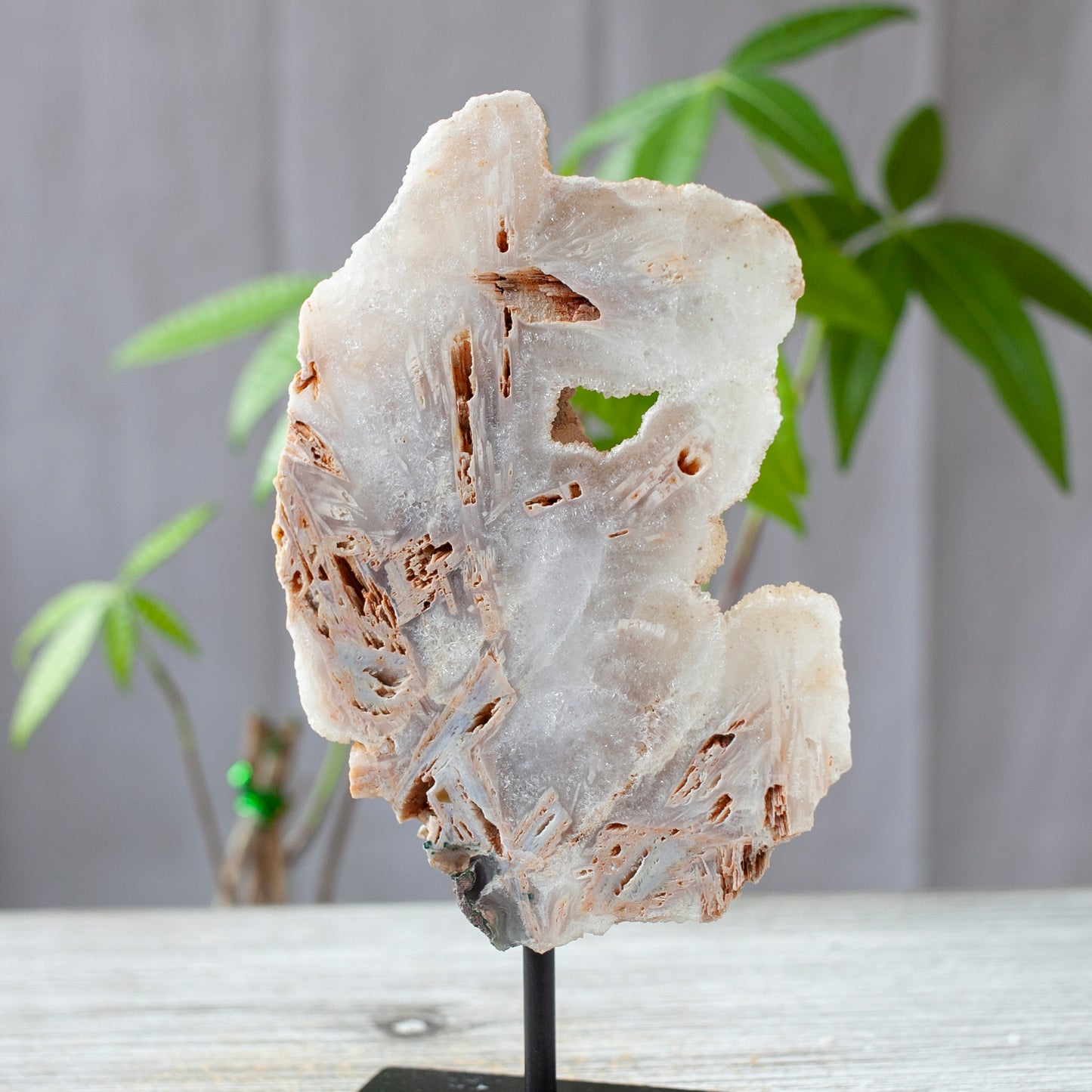 Pink Anhydrite on Stand, Quartz After Anhydrite