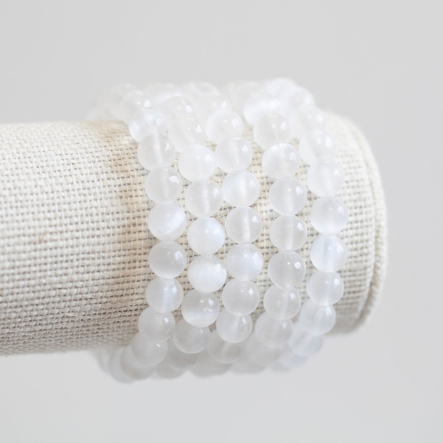 Selenite Bead Bracelet, 8mm White