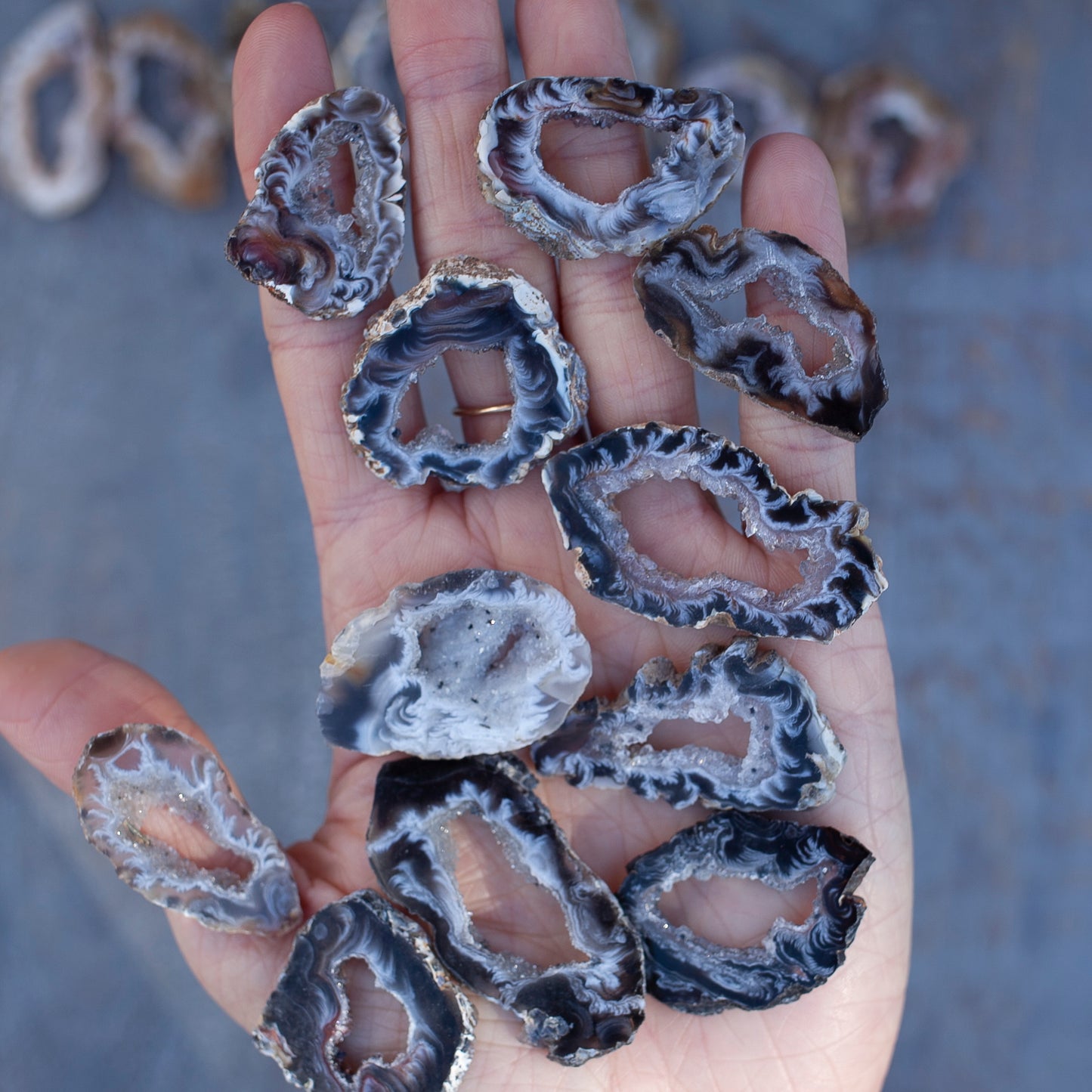 Agate Slice, Natural Druzy Agate, 1in - 1.5in Ring