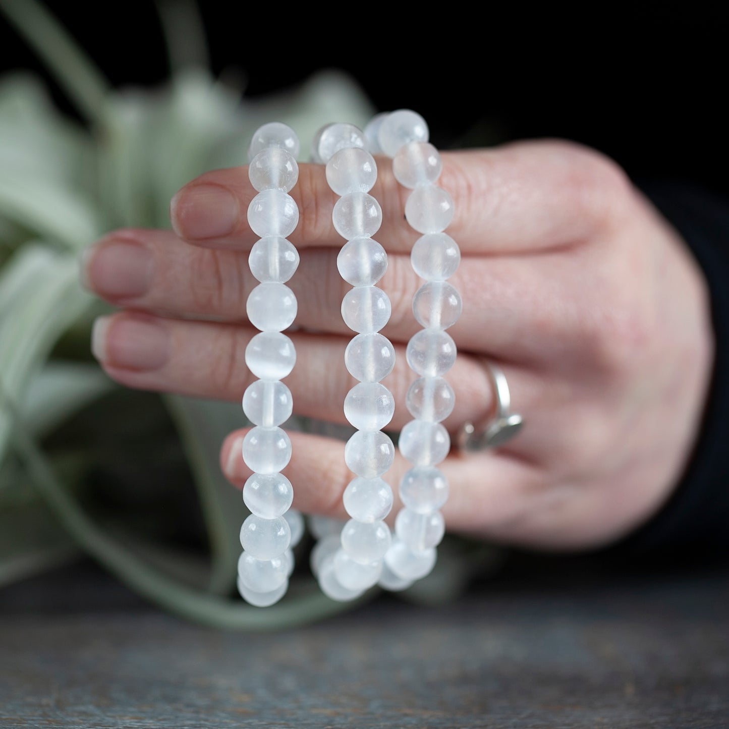 selenite bead bracelet