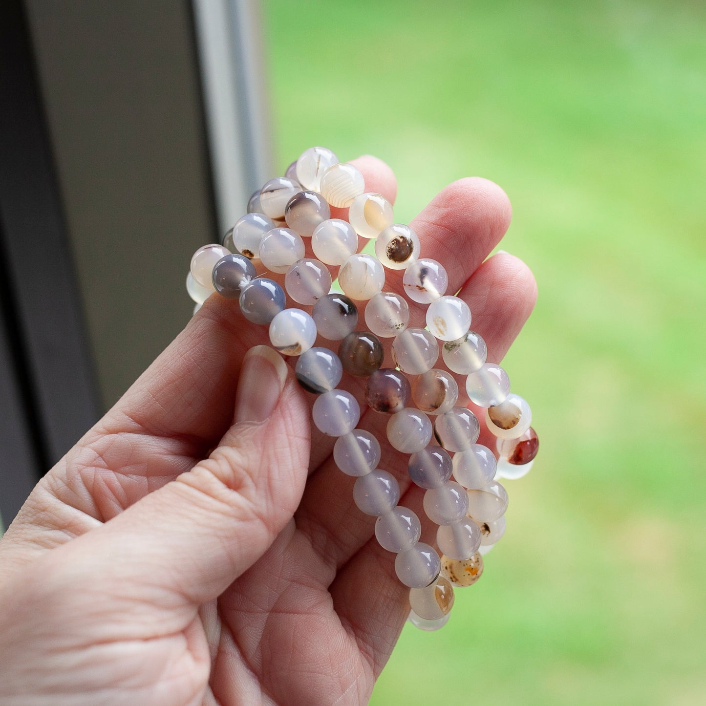 White Agate Bracelet, 8mm bead