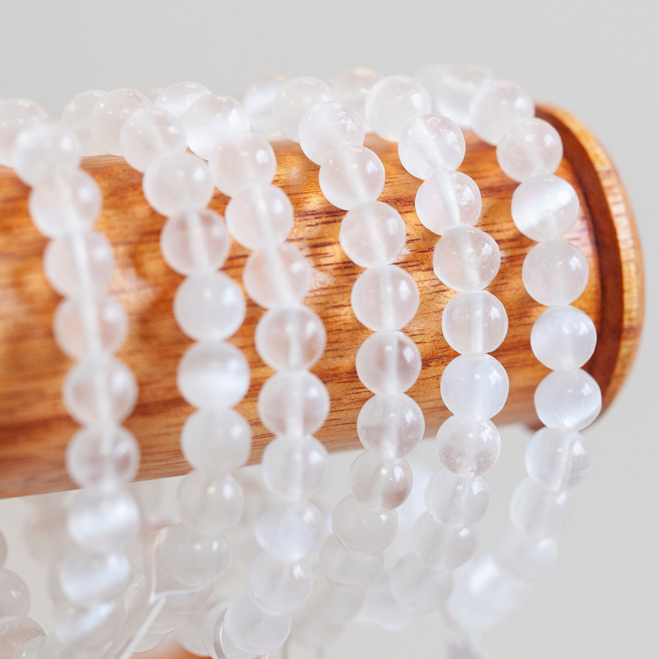 Selenite Bead Bracelet, 8mm White