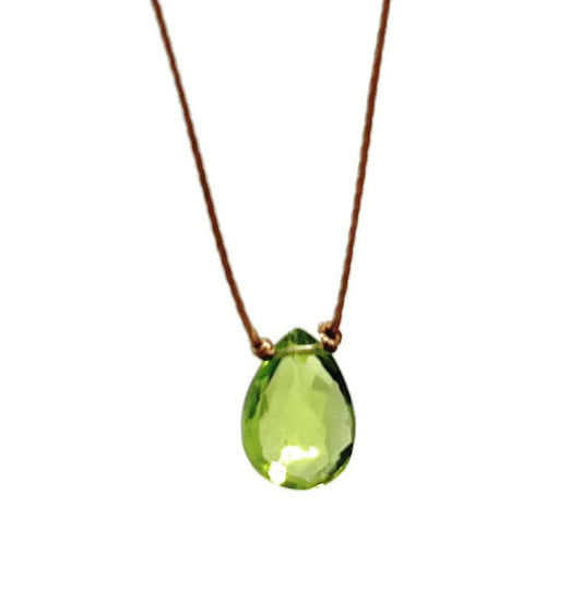 Peridot Small Teardrop Necklace: 16 inches
